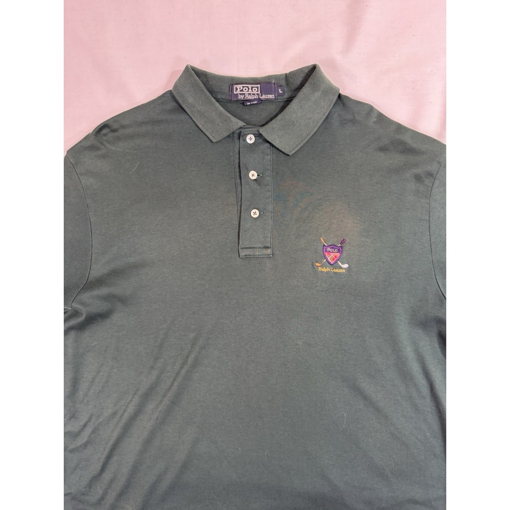 Polo Golf Shirt Mens Size Large Green Golf Crest Ralph Lauren Short Sleeve